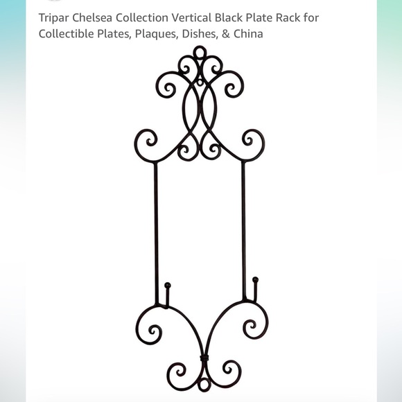 Black Scrollwork Wall Plate Rack - Picture 4 of 5